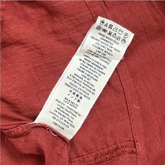 Free People Rust Lace Button-Up Blouse - Picture 7 of 7